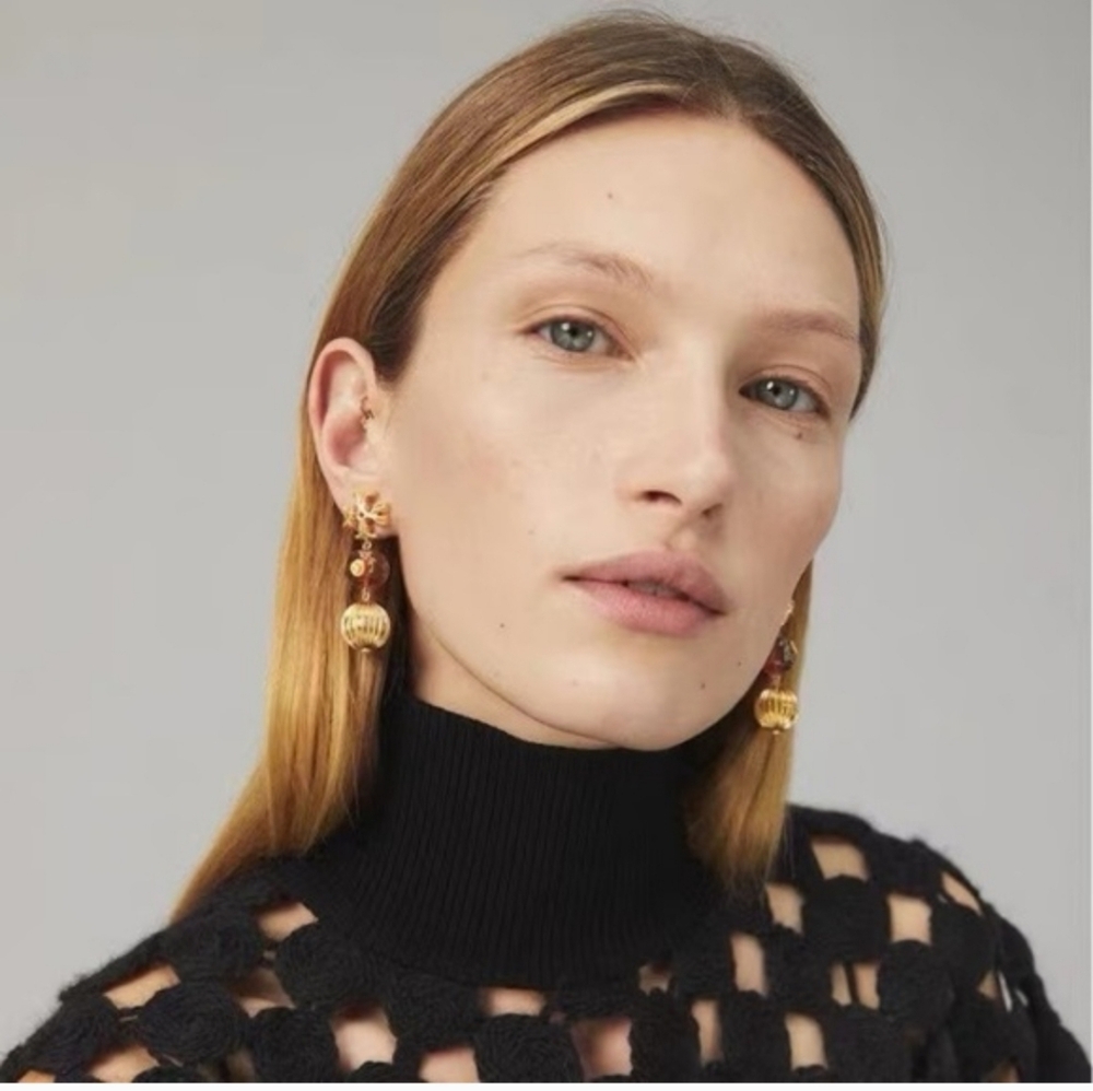 Burch . Roxanne Burntsienna Double Drop Earrings - image 3